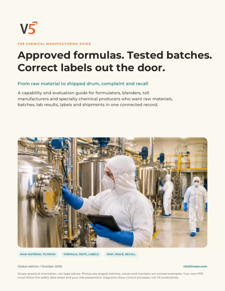 Cover of The Chemical Manufacturing Guide by V5 Ultimate