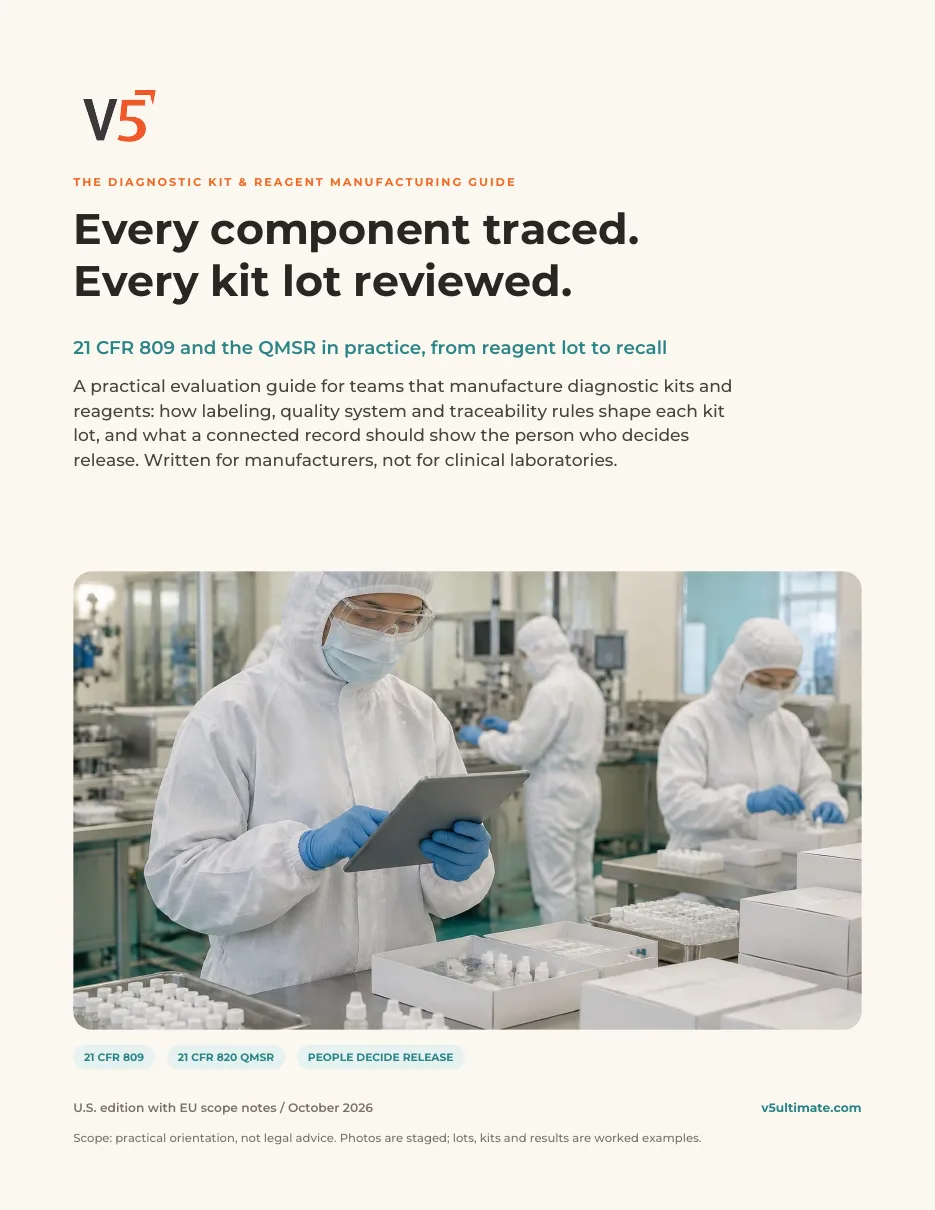 Cover of The Diagnostic Kit & Reagent Manufacturing Guide by V5 Ultimate