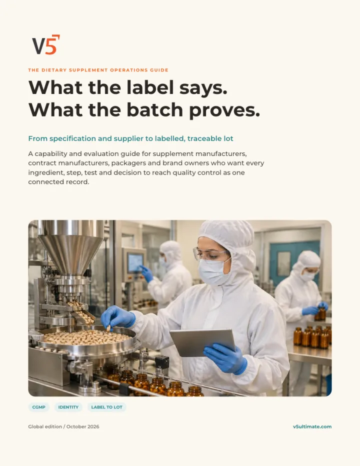 Cover of The Dietary Supplement Operations Guide by V5 Ultimate