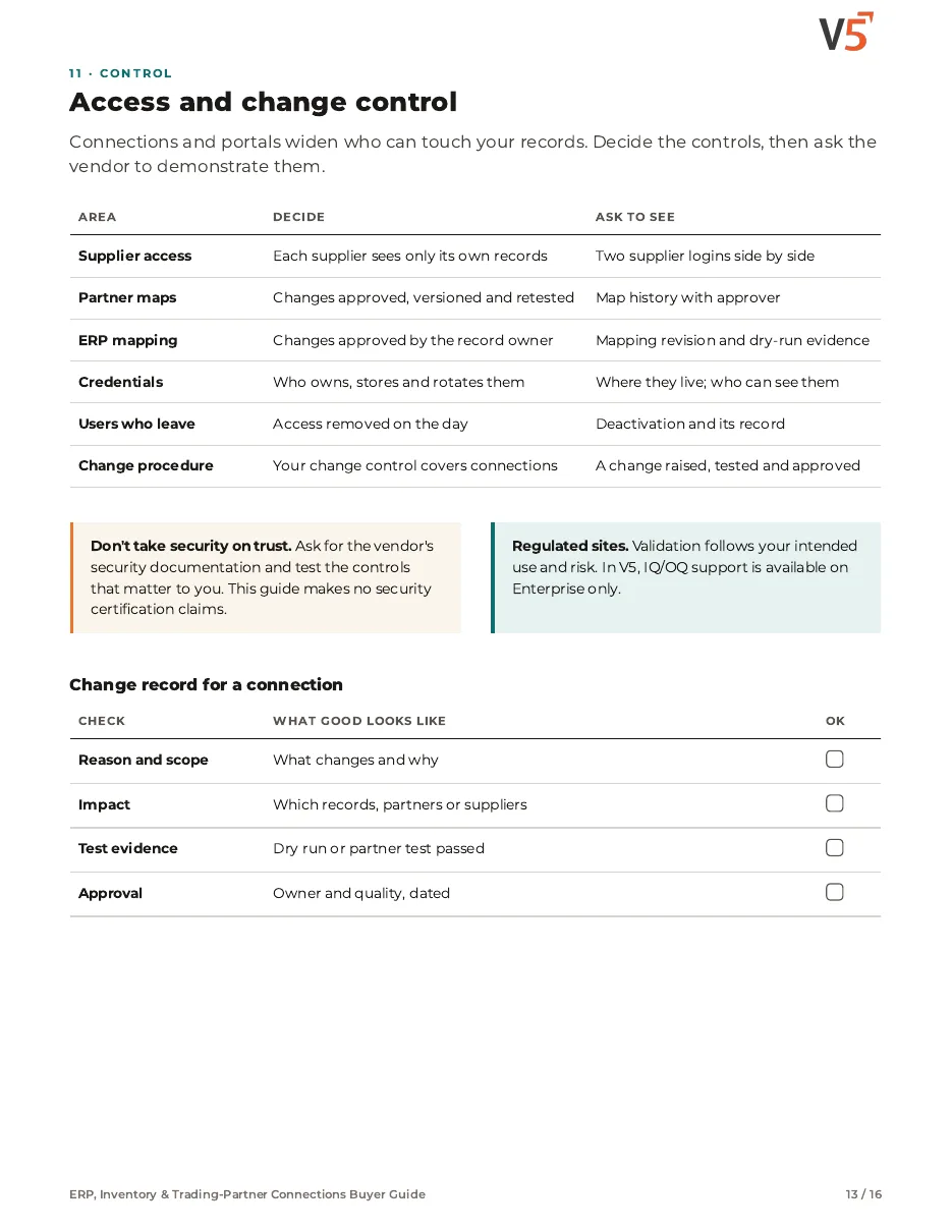 Guide page 13: access and change control