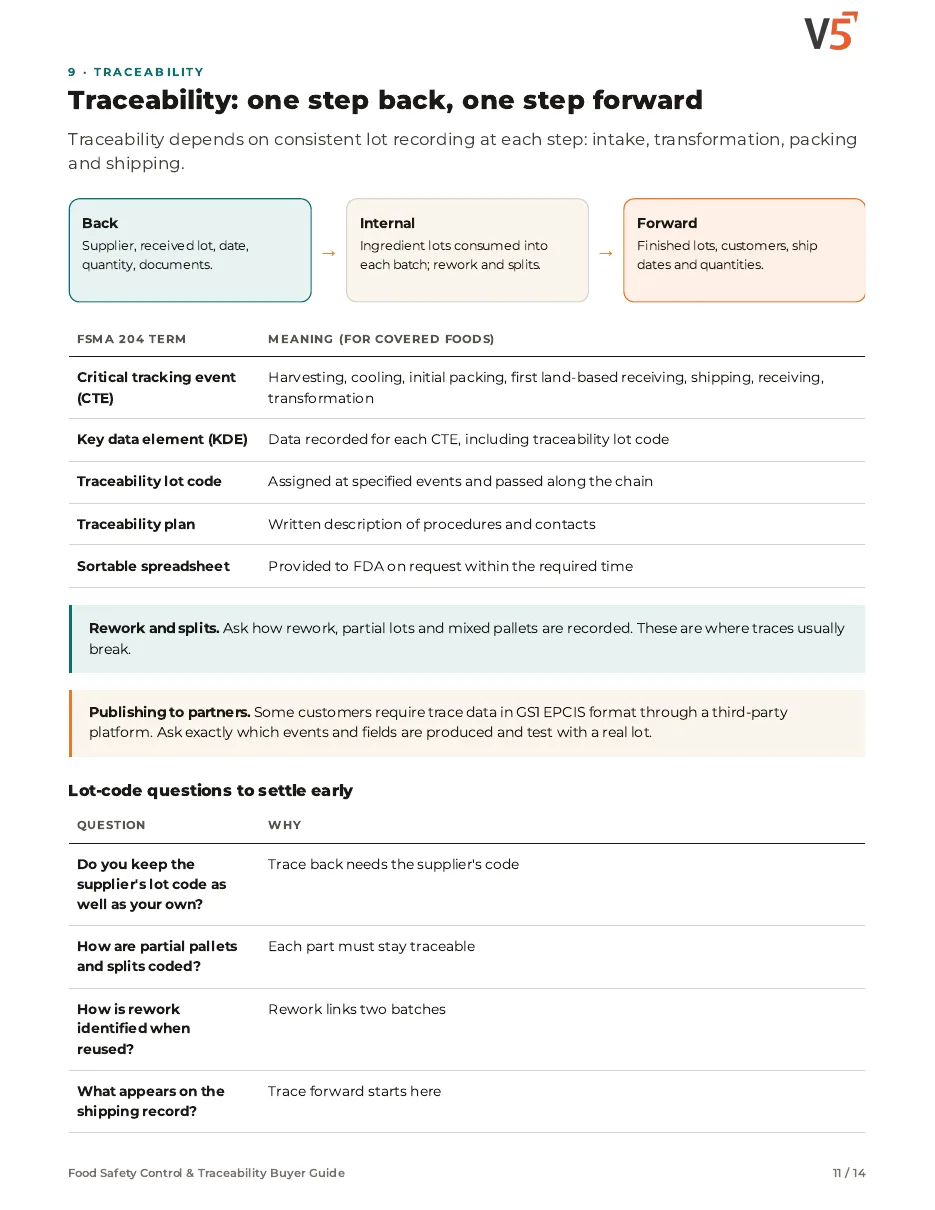 Guide page 11: one step back, one step forward traceability