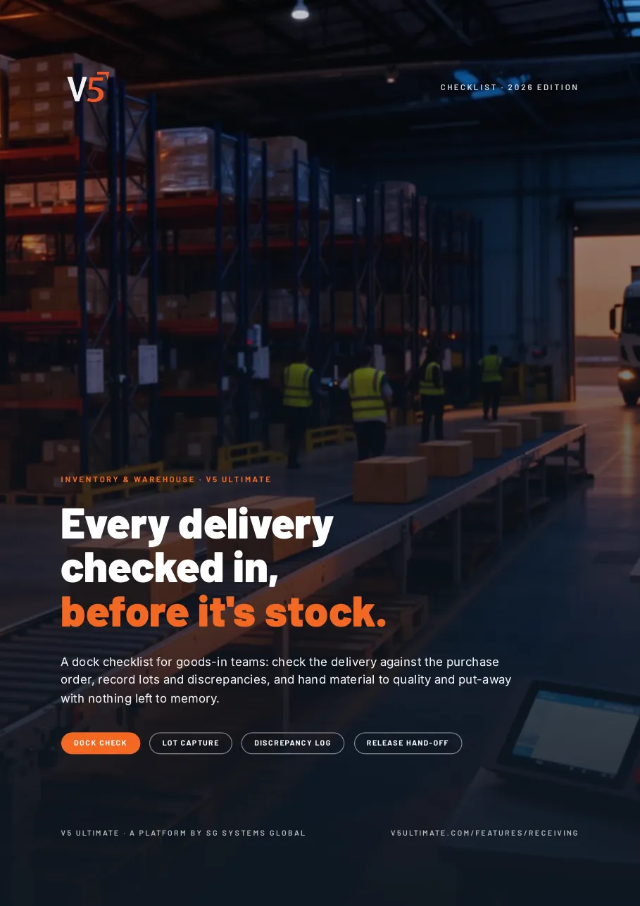 Cover of Goods Receiving Checklist