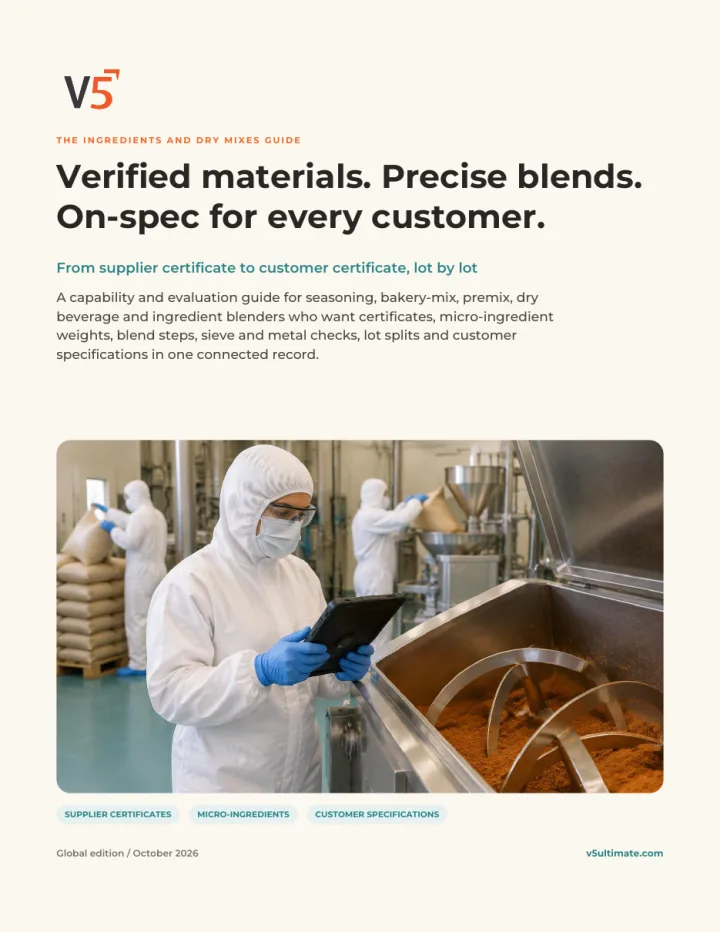 Cover of The Ingredients and Dry Mixes Guide by V5 Ultimate
