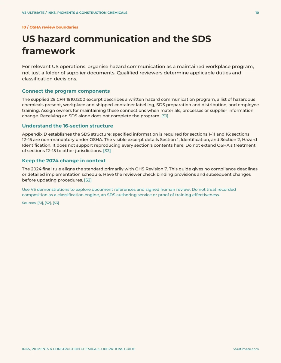 Guide section on laboratory and hazard communication evidence