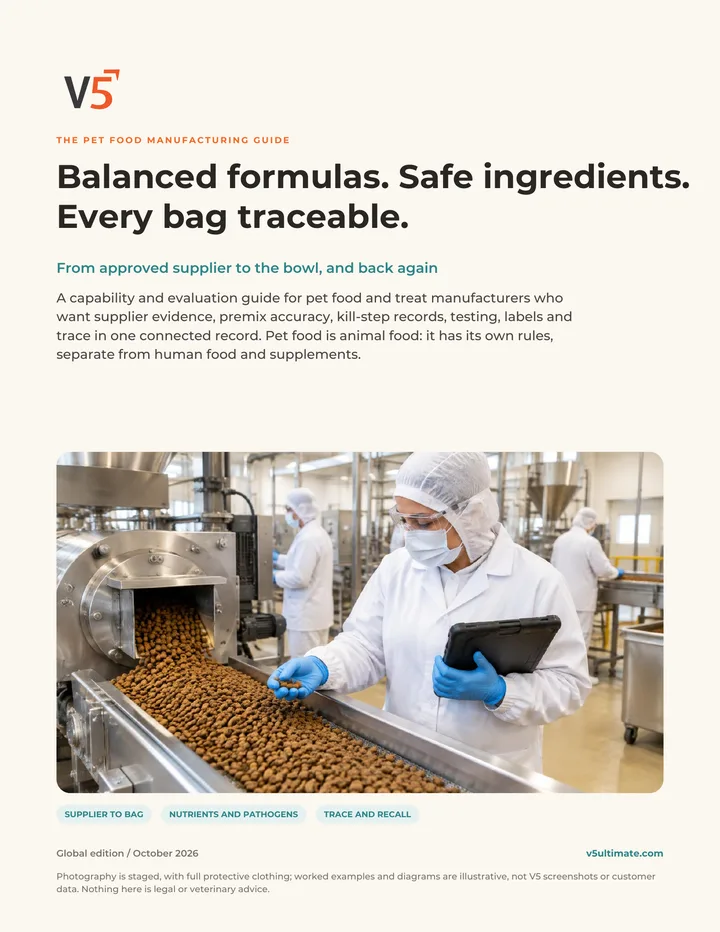 Cover of The Pet Food Manufacturing Guide by V5 Ultimate