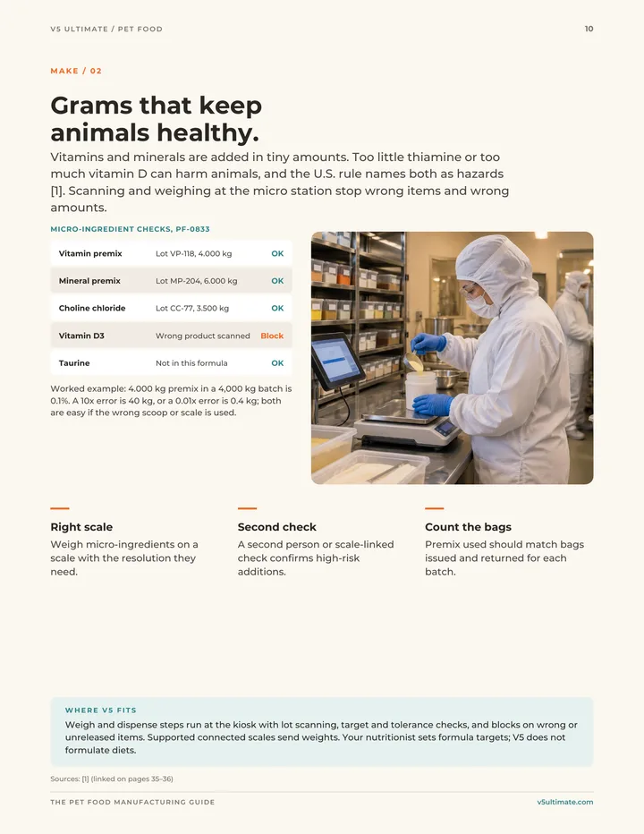 Page 10 of the guide: Grams that keep animals healthy