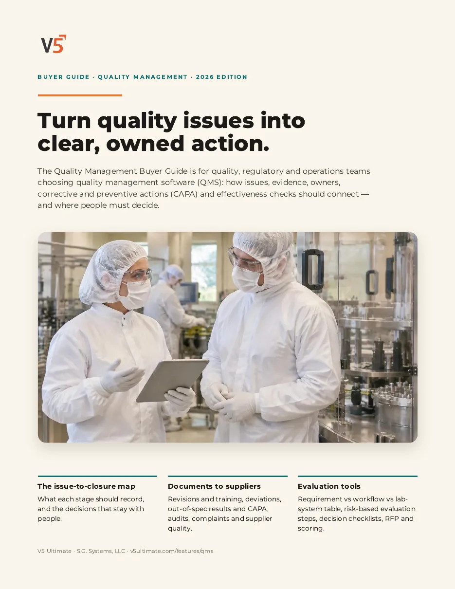 Cover of the Quality Management Buyer Guide