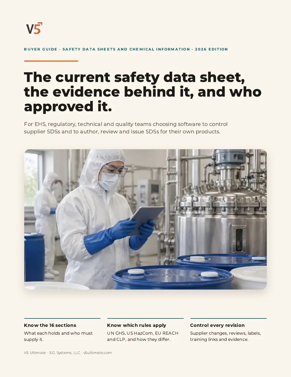Cover of the Safety Data Sheet & Chemical Information Control Buyer Guide