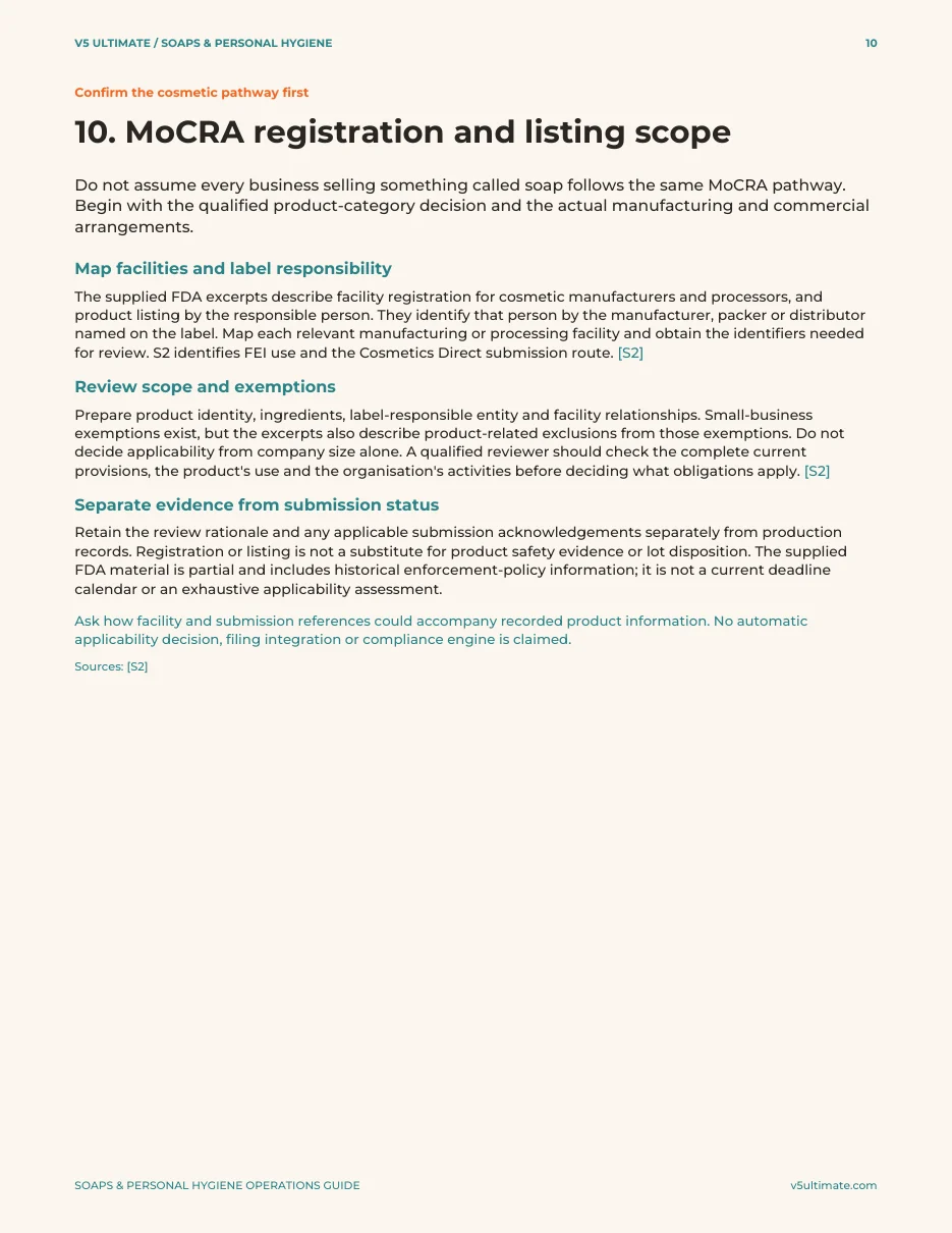 Guide section on laboratory and sensory evidence