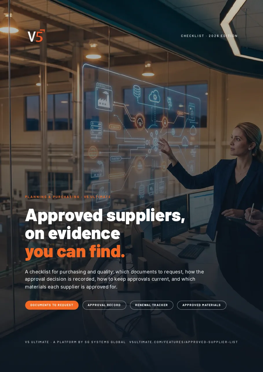 Cover of Supplier Approval Document Checklist