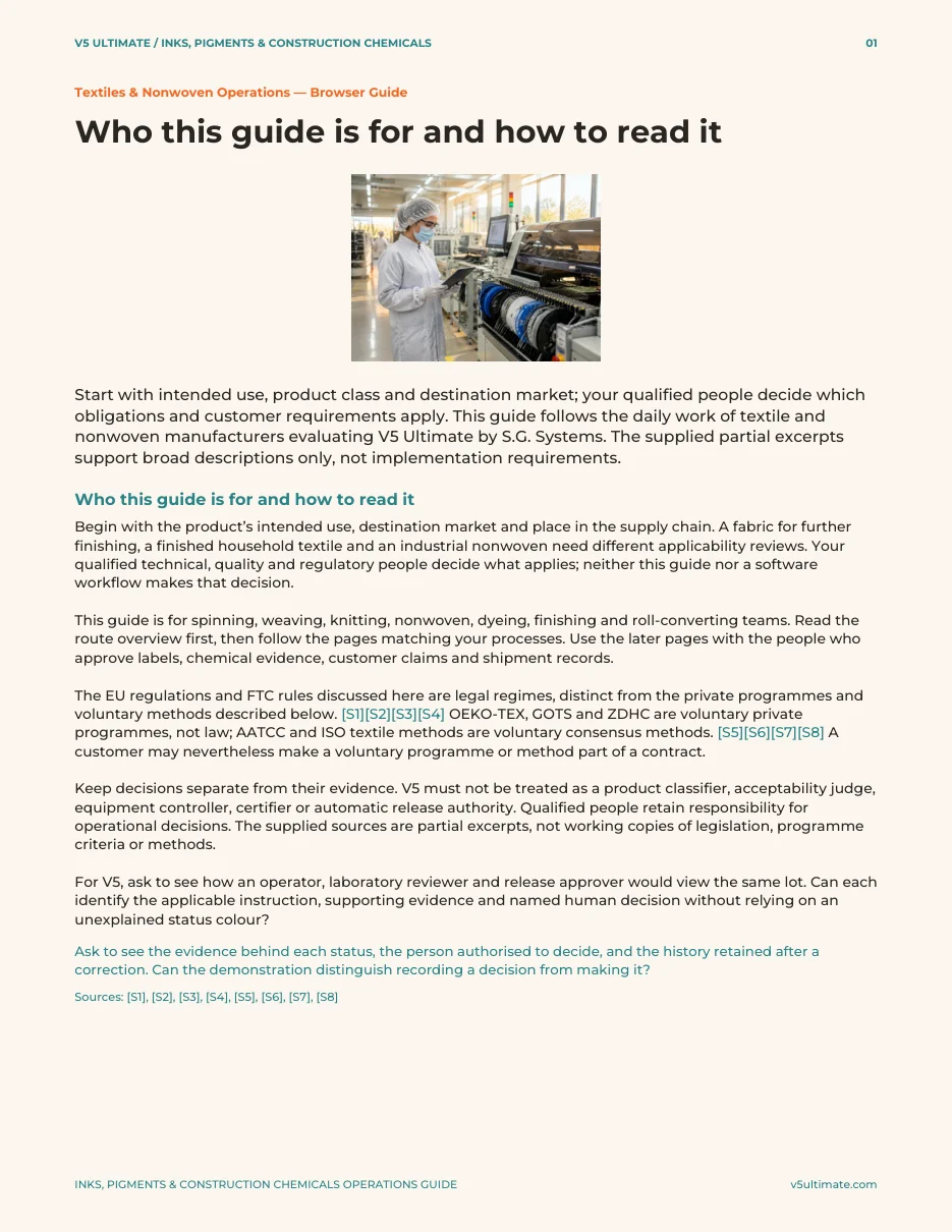 Textiles and nonwoven browser guide cover